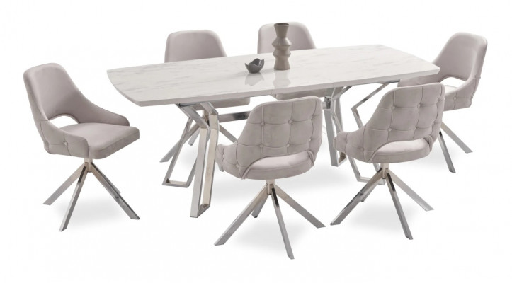 Luxus Stuhl Set 6x Stühle Essgruppe Garnitur Esszimmer Lehnstühle Sessel Metall