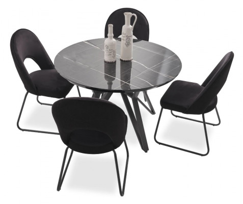 Luxus Esszimmer set Esstisch 4x Stühle Stuhl Textil Essgruppe Garnitur Neu