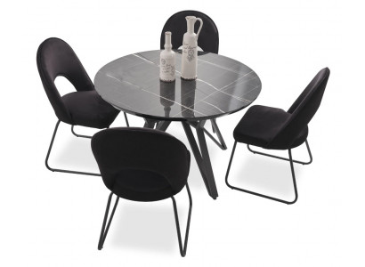 Luxus Esszimmer set Esstisch 4x Stühle Stuhl Textil Essgruppe Garnitur Neu