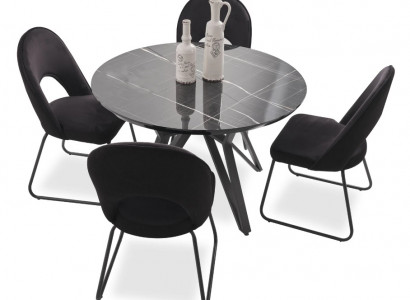 Luxus Esszimmer set Esstisch 4x Stühle Stuhl Textil Essgruppe Garnitur Neu
