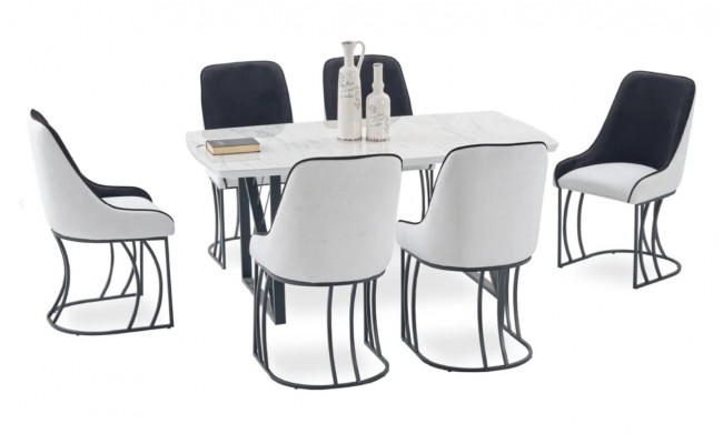 Modern Esstisch 6x Stühle Designer Luxus Esszimmer Möbel