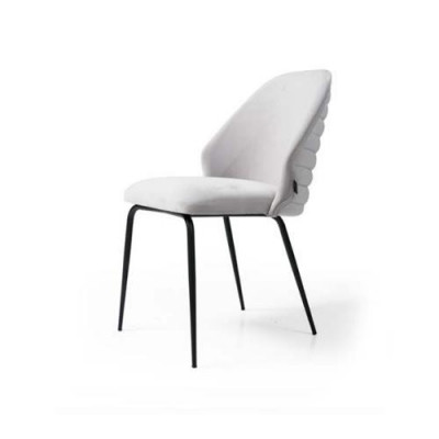 Weißer Edelstahl Stuhl Luxuriöser Polster Einsitzer Designer Küchenstuhl