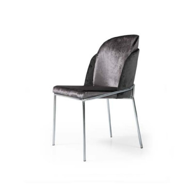 Grauer Esszimmerstuhl Luxuriöses Edelstahl Küchen Designer Stühle Neu