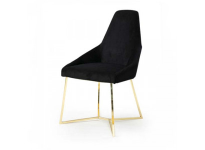 Schwarzer Polsterstuhl Designer Edelstahl Einsitzer Edle Esszimmer Möbel
