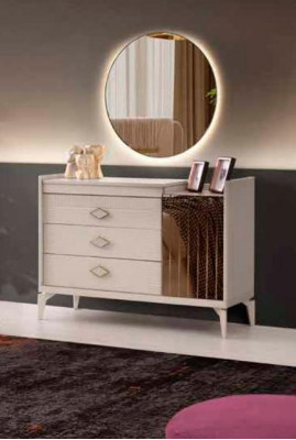Schminktisch mit Spiegel Beige Gold Zweifarbig Modern Design Rechteckig