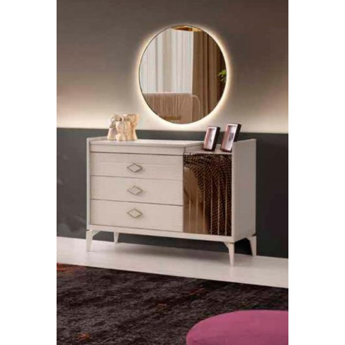 Schminktisch mit Spiegel Beige Gold Zweifarbig Modern Design Rechteckig