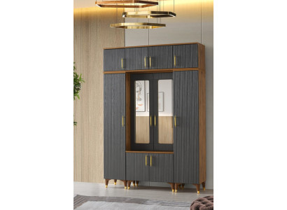 Kleiderschrank Grau Braun Zweifarbig Rechteckig Modern Design Stil Schlafzimmer