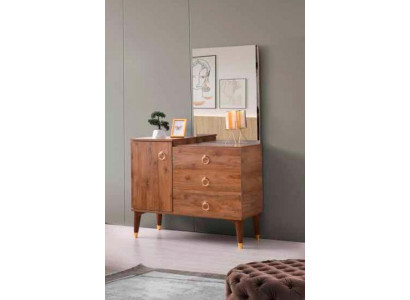 Schminktisch mit Spiegel Braun Eingarbig Modern Rechteckig Design Schlafzimmer