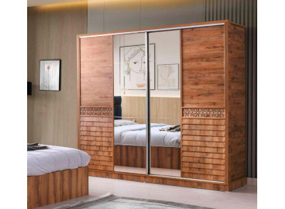 Kleiderschrank Einfarbig Braun Rechteckig Modern Design Stil Schlafzimmer