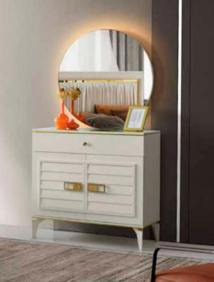 Schminktisch mit Spiegel Rechteckig Weiß Modern Design Stil Schlafzimmer