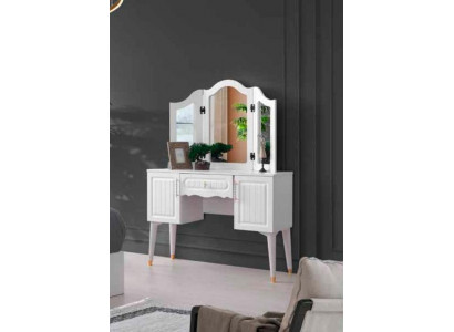 Schminktisch mit Spiegel Klassisch Stil Rechteck Design Schlafzimmer Weiß