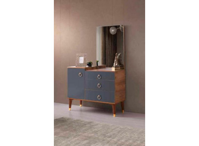 Schminktisch mit Spiegel Grau Braun Zweifarbig Modern Design Schlafzimmer