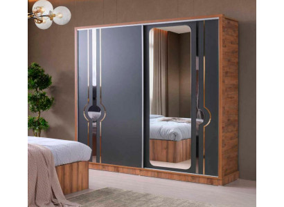 Kleiderschrank Grau Braun Zweifarbig Modern Design Schlafzimmer Rechteckig