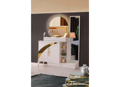 Schminktisch mit Spiegel Einfarbig Weiß Schlafzimmer Modern Design Rechteckig