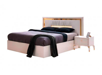 Modern Design Stil Bett Rechteckig Weiß Einfarbig Schlafzimmer Doppelbett