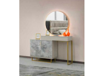 Schminktisch mit Spiegel Grau Gemustert Schlafzimmer Modern Rechteckig Design