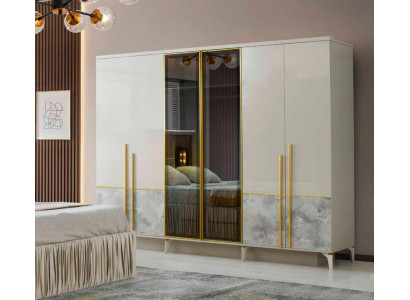 Kleiderschrank Beige Gemustert Schlafzimmer Modern Design Rechteckig Form Stil