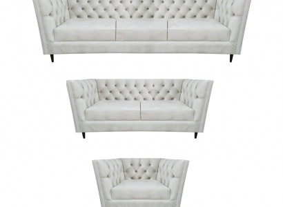 Design Komplett Weiß Möbel Wohnzimmer Set 3tlg Luxus Polstermöbel Chesterfield