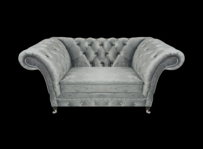 Wohnzimmer Designer Sessel Grau Chestefield Polstersessel Luxus Polstermöbel