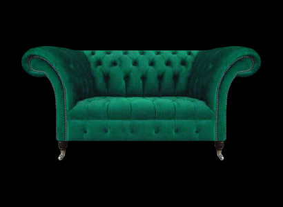 Chesterfield Sofa Zweisitzer Couch Grün Einrichtung Wohnzimmer Polstersofa