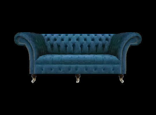 Blau Textil Chesterfield Dreisitze Sofa Couch Sitzmöbel Designer Modern Neu