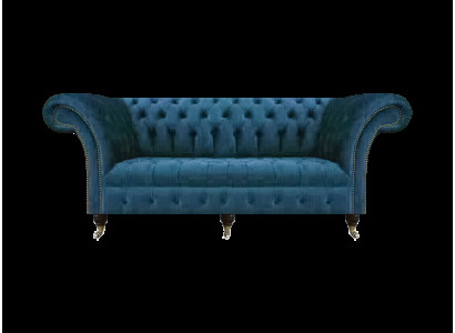 Blau Textil Chesterfield Dreisitze Sofa Couch Sitzmöbel Designer Modern Neu