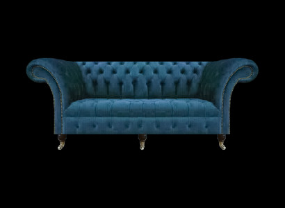 Blau Textil Chesterfield Dreisitze Sofa Couch Sitzmöbel Designer Modern Neu