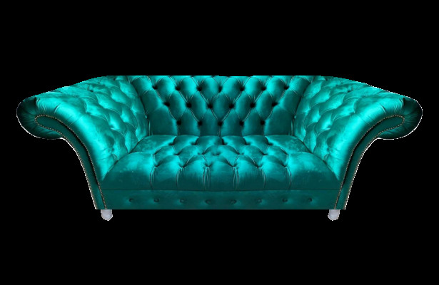 Wohnzimmer Polster Möbel Chesterfield Sofa Couch Zweisitzer Blau Neu Einrichtung