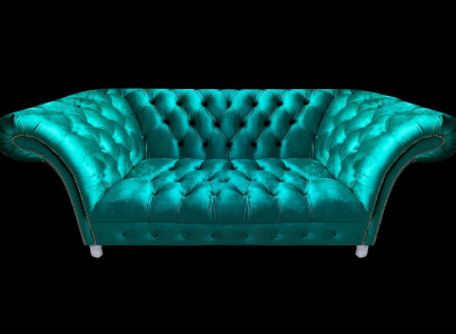 Wohnzimmer Polster Möbel Chesterfield Sofa Couch Zweisitzer Blau Neu Einrichtung
