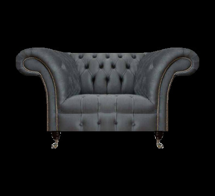 Chesterfield Moderner Grauer Sessel Designer Wohnzimmer Edler Lehnsessel