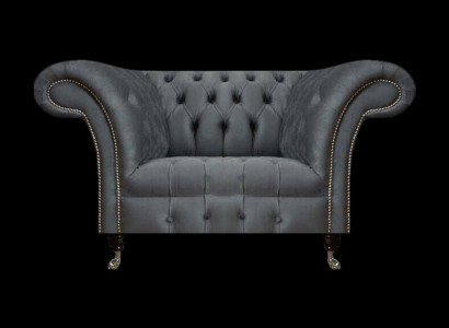 Chesterfield Moderner Grauer Sessel Designer Wohnzimmer Edler Lehnsessel