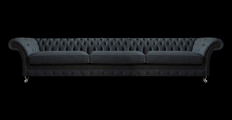 Luxuriöse Schwarze Chesterfield Textilcouch Wohnzimmer Edle Stoffsofas