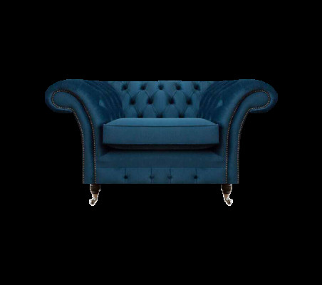 Blauer Wohnzimmer Chesterfield Textilsessel Stoffmöbel Luxus Einsitzer