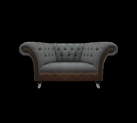 Wohnzimmer Grau-Brauner Chesterfield 2-Sitzer Textilcouchen Luxus Möbel