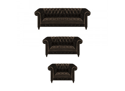 Stilvolle Chesterfield Braune Sofagarnitur Wohnzimmer Moderne Couchen