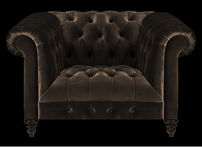 Brauner Chesterfield Polstersessel Moderner Textil Wohnzimmer Einsitzer