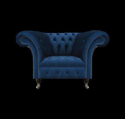Blauer Chesterfield Einsitzer Wohnzimmer Sessel Polster Moderne Möbel