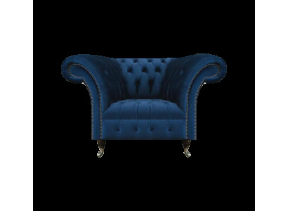 Blauer Chesterfield Einsitzer Wohnzimmer Sessel Polster Moderne Möbel