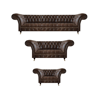 Braune Chesterfield Ledercouchen Wohnzimmer Sofagarnitur Komplettes Set