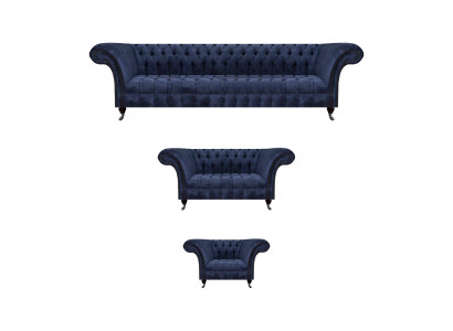 Wohnzimmer Blaue Chesterfield Couchen Designer Sitzmöbel Sofagarnitur