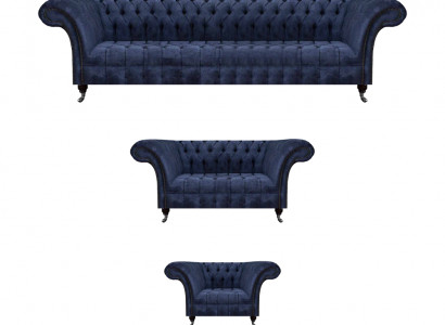 Wohnzimmer Blaue Chesterfield Couchen Designer Sitzmöbel Sofagarnitur