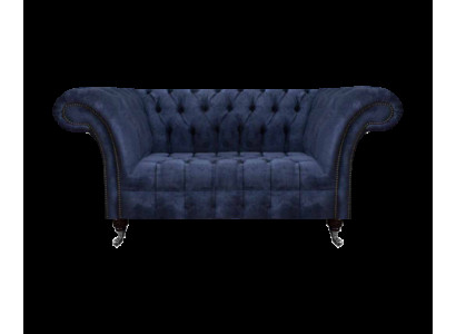 Chesterfield Blaue Polstercouch Wohnzimmer 2-Sitzer Luxus Edle Sitzmöbel