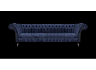 Blaue Chesterfield Sitzmöbel Wohnzimmer Viersitzer Couch Polstersofas