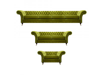 Olivengrüne Chesterfield Sofas Moderne Sitzgarnitur Lehnsessel 2-Sitzer