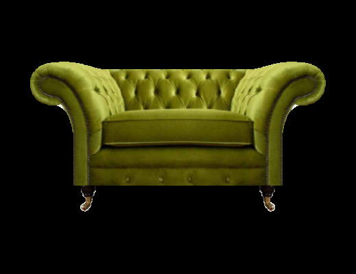 Olivengrüner Chesterfield Sessel Polstermöbel Designer Textil 1-Sitzer