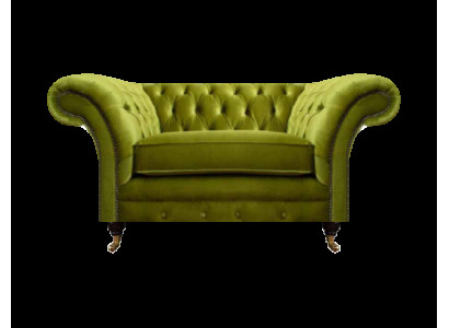Olivengrüner Chesterfield Sessel Polstermöbel Designer Textil 1-Sitzer