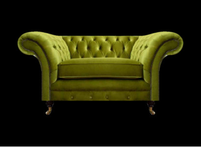 Olivengrüner Chesterfield Sessel Polstermöbel Designer Textil 1-Sitzer