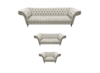 Weiße Chesterfield Garnitur Polstercouchen Designer Sofagarnitur 3tlg