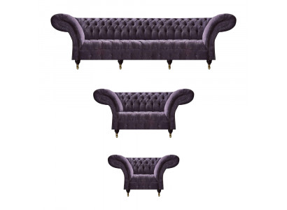 Chesterfield Lila Sitzmöbel Moderner 4-Sitzer Designer Zweisitzer Sessel