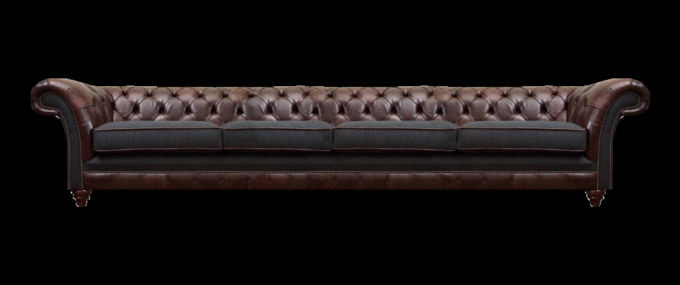 Braune Chesterfield Ledercouch Designer Viersitzer Wohnzimmer Edle Sofas